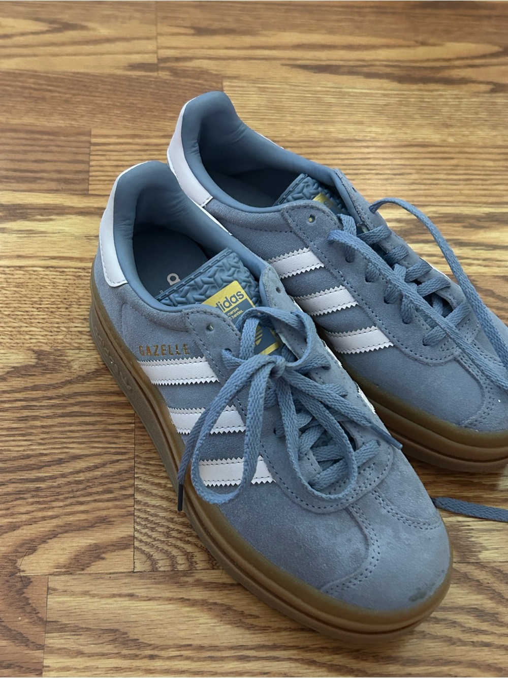 adidas Gazelle Suede Sneakers in Light Blue with Gum Sole